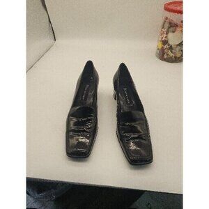 Etienne Aigner Womens Size 8M Block Heel Shoes Leather Upper Black